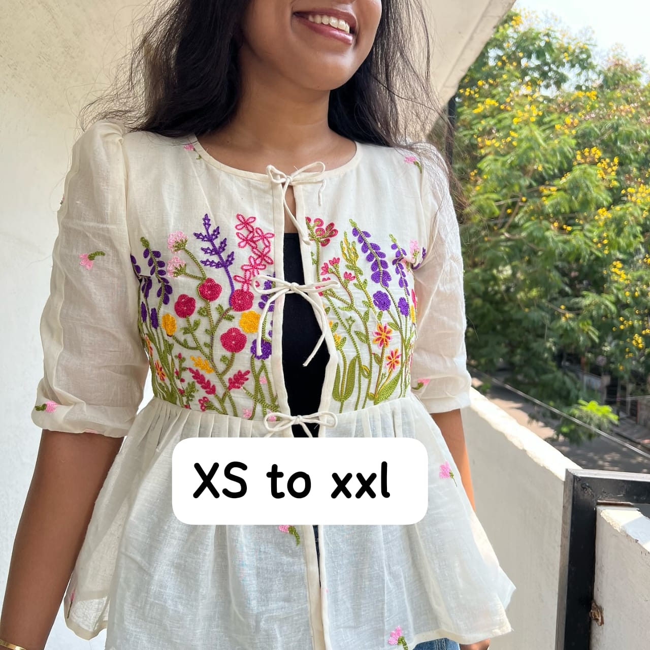 Embroidery Work on Khadi Cotton Fabric Only Top For Women