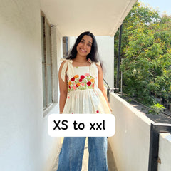 Embroidery Work on Khadi Cotton Fabric Only Top For Women