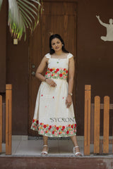 Trending Premium Pure Embroidery Work On Khadi Cotton Fabric maxi Frock