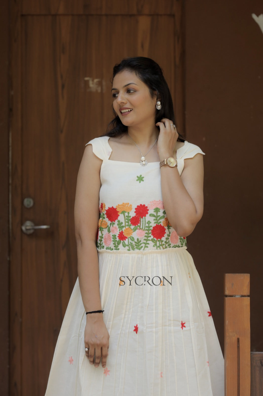 Trending Premium Pure Embroidery Work On Khadi Cotton Fabric maxi Frock
