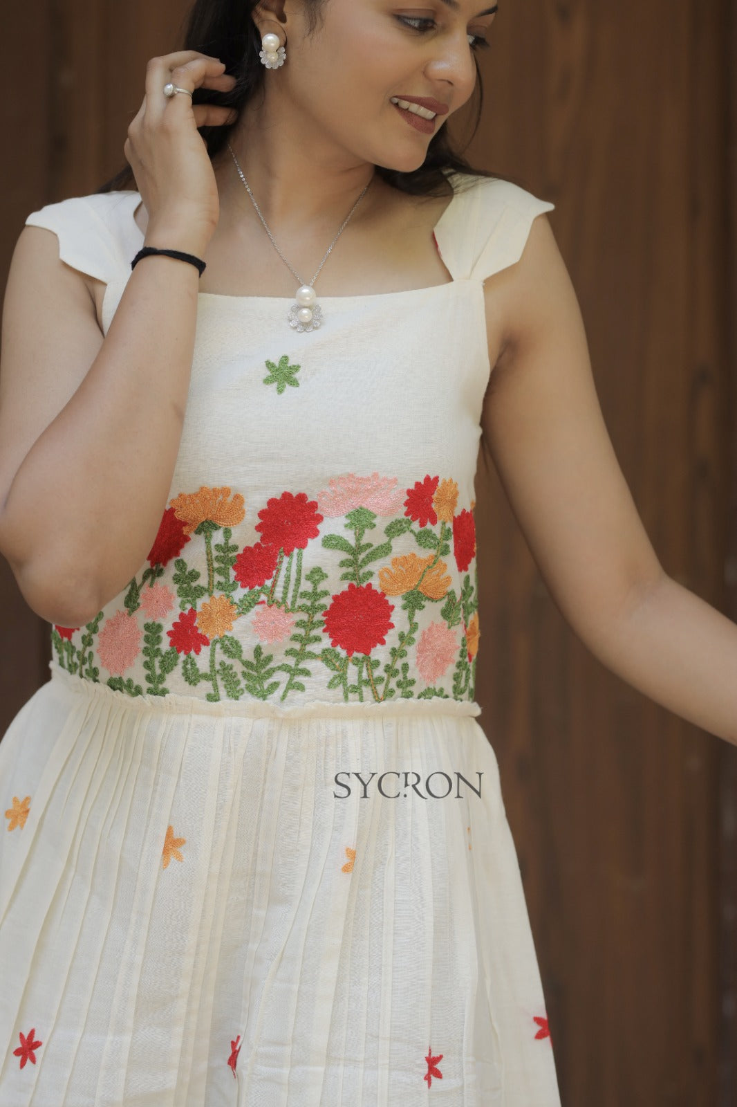 Trending Premium Pure Embroidery Work On Khadi Cotton Fabric maxi Frock