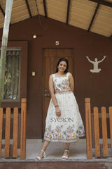 Delightful  Pure Embroidery Work On Khadi Cotton Fabric maxi Frock