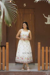 Graceful Pure Embroidery Work On Khadi Cotton Fabric maxi Frock