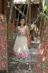 Innovative Pure Embroidery Work On Khadi Cotton Fabric maxi Frock