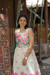 Innovative Pure Embroidery Work On Khadi Cotton Fabric maxi Frock
