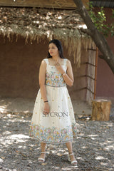 Vibrant Pure Embroidery Work On Khadi Cotton Fabric maxi Frock