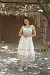 Magestic Pure Embroidery Work On Khadi Cotton Fabric maxi Frock