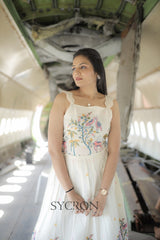 Pearlesecnt Embroidery Work On Pure Khadi Cotton Fabric maxi Frock