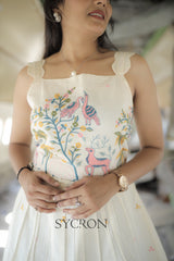 Pearlesecnt Embroidery Work On Pure Khadi Cotton Fabric maxi Frock