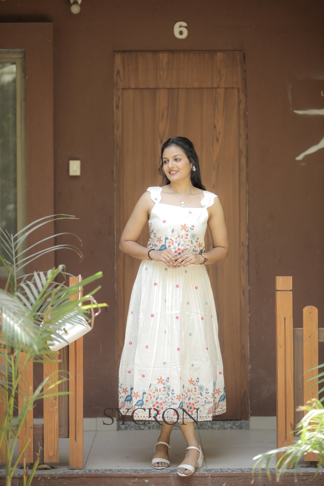 Venetian Embroidery Work On Pure Khadi Cotton Fabric maxi Frock