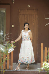 Venetian Embroidery Work On Pure Khadi Cotton Fabric maxi Frock