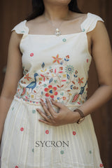 Venetian Embroidery Work On Pure Khadi Cotton Fabric maxi Frock