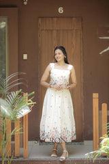 Venetian Embroidery Work On Pure Khadi Cotton Fabric maxi Frock