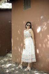 Magestic Embroidery Work On Pure Khadi Cotton Fabric maxi Frock