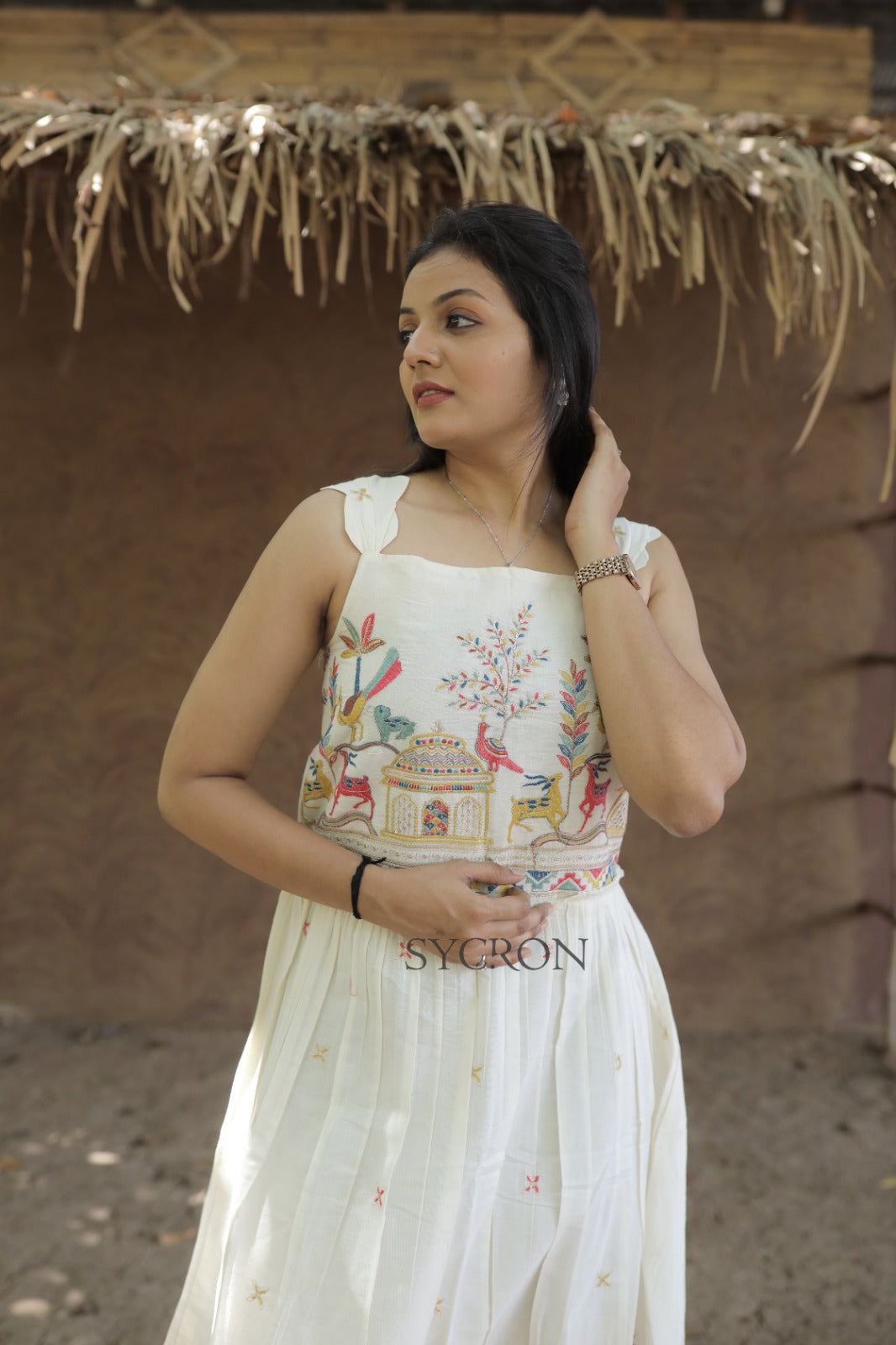 Luxurious Embroidery Work On Pure Khadi Cotton Fabric maxi Frock