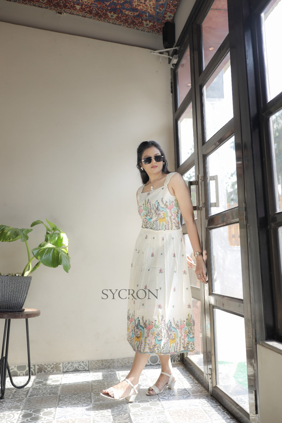 Vibrant Embroidery Work On Pure Khadi Cotton Fabric maxi Frock