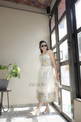 Vibrant Embroidery Work On Pure Khadi Cotton Fabric maxi Frock