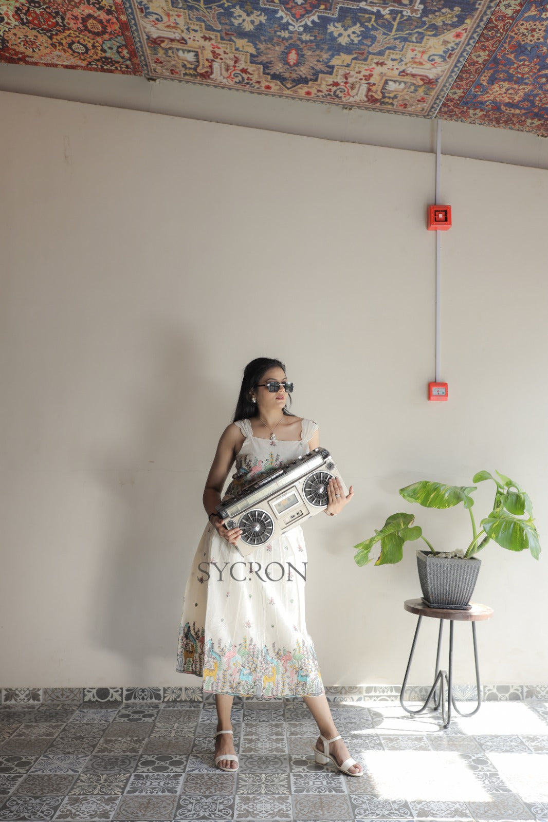 Vibrant Embroidery Work On Pure Khadi Cotton Fabric maxi Frock