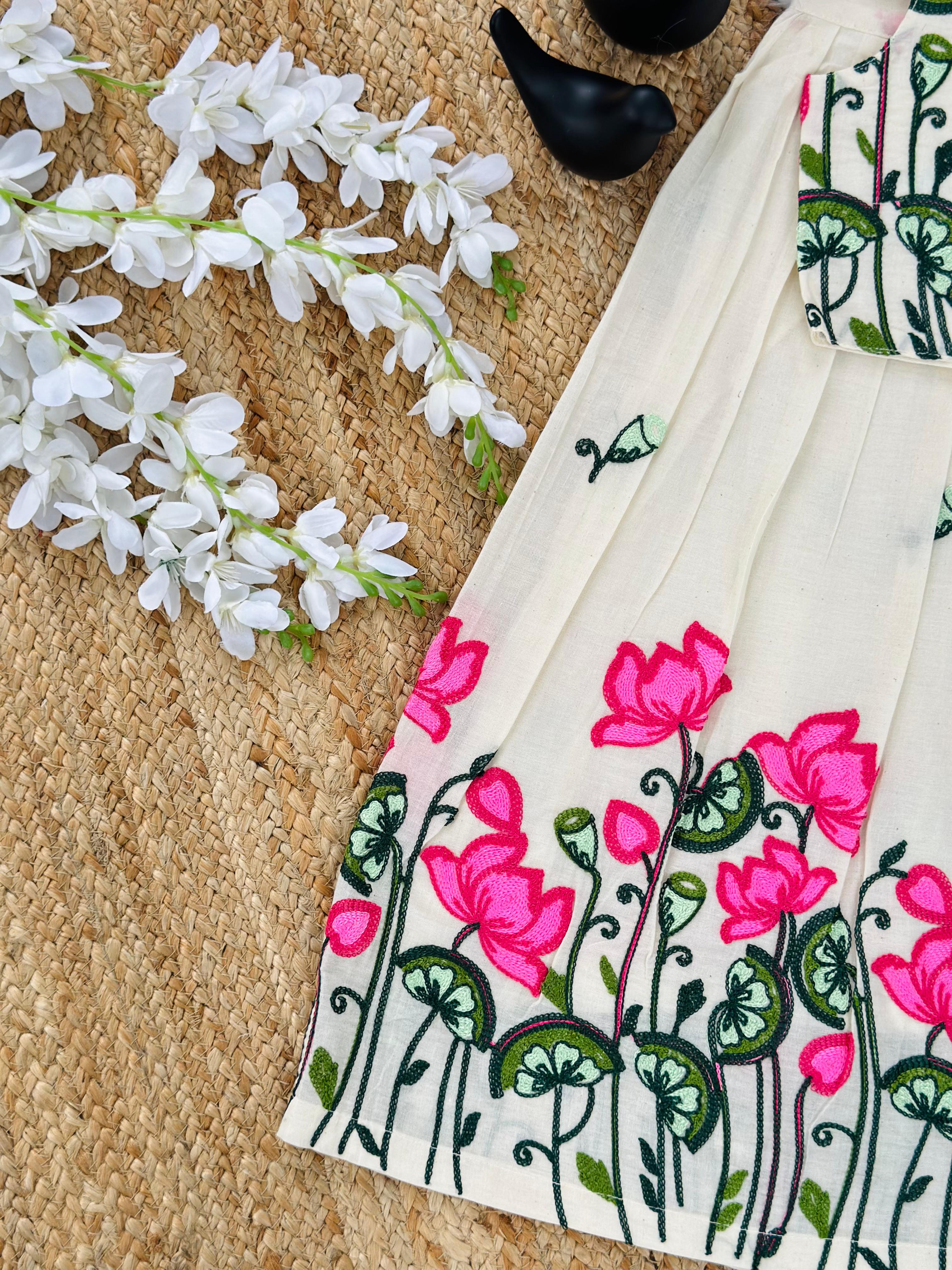 Trending Pure Cotton Fabric Chain work Embroidery Lahenga Choli