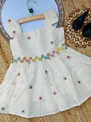 Glamorous Desirable Embroidery Work on Pure Khadi Cotton Fabric Kids Frock