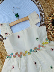 Glamorous Desirable Embroidery Work on Pure Khadi Cotton Fabric Kids Frock