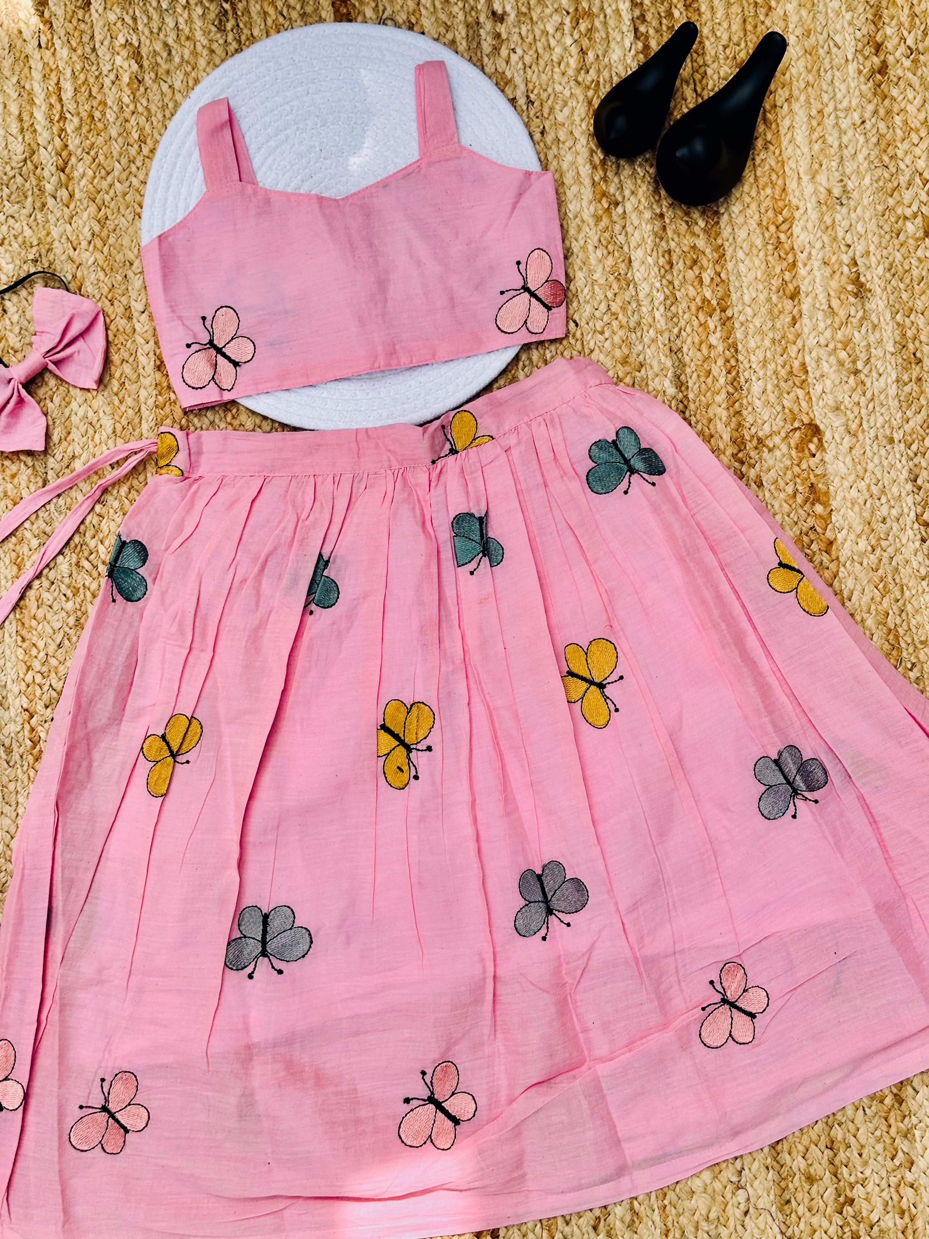 Pleasurable Pure Cotton Fabric With Embroidery Work Lahenga Choli