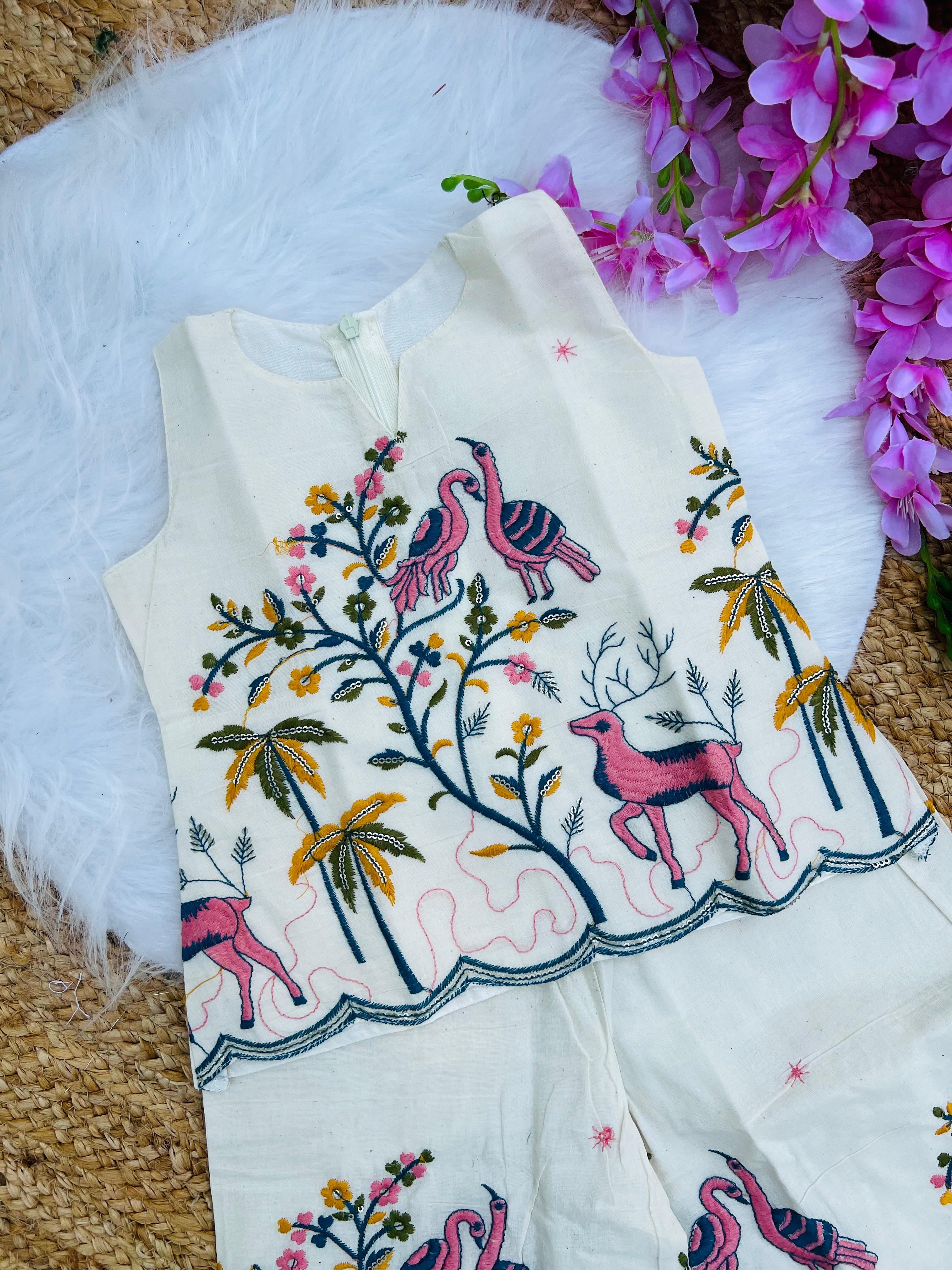 Awesome Trending Cotton Fabric Embroidery work Cord-set