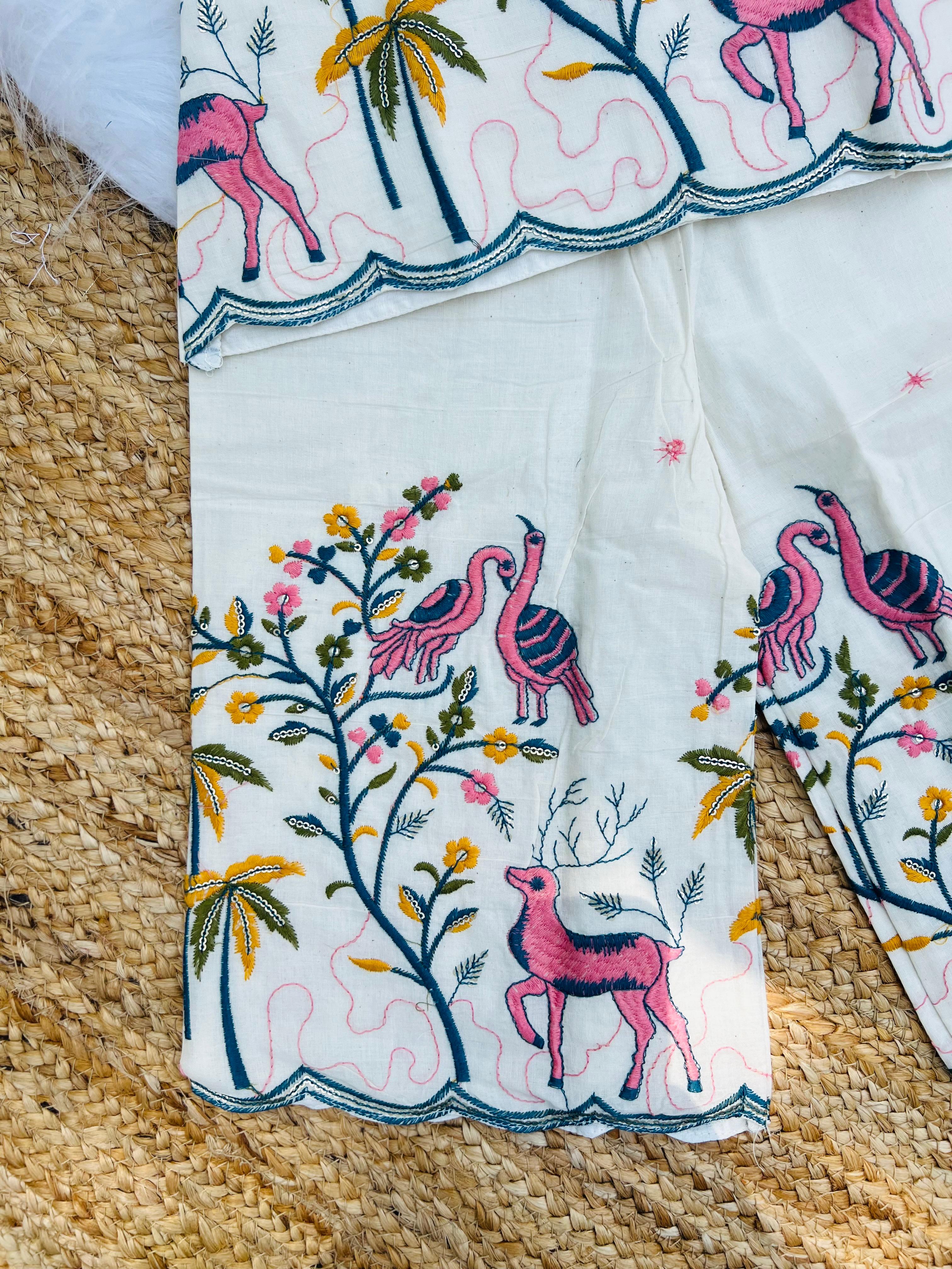 Awesome Trending Cotton Fabric Embroidery work Cord-set