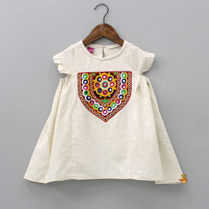 Navratri Special Ethinic Mirror Work Cotton Fabric Kids Top