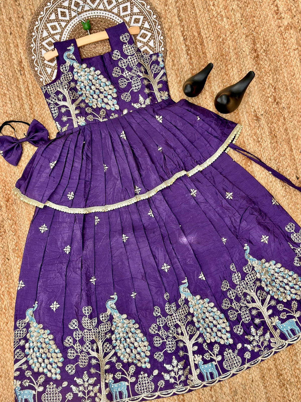 Effortless Embroidery Work Pure Gold crush Lehengha and Top for Kids