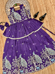 Effortless Embroidery Work Pure Gold crush Lehengha and Top for Kids