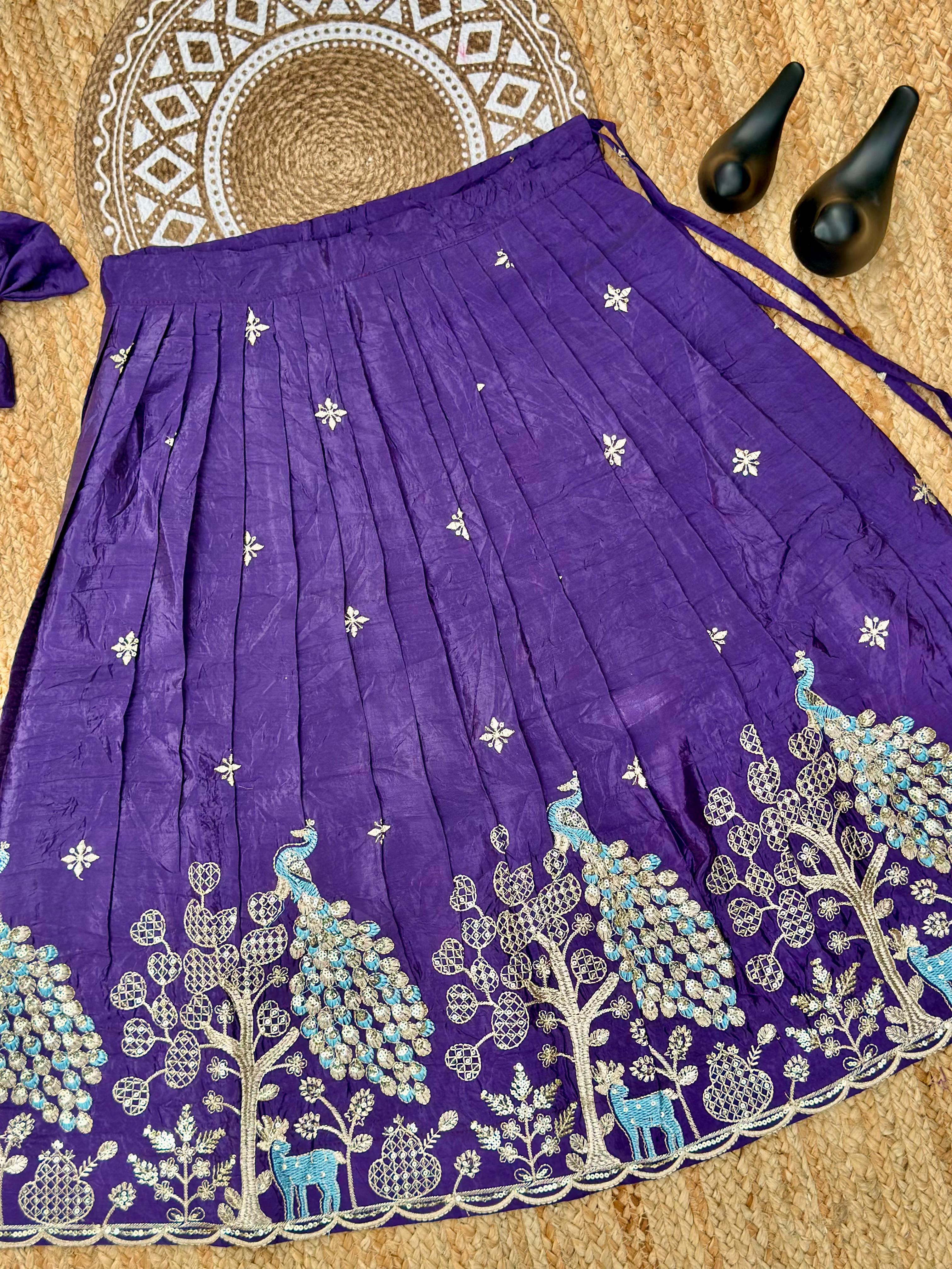 Effortless Embroidery Work Pure Gold crush Lehengha and Top for Kids