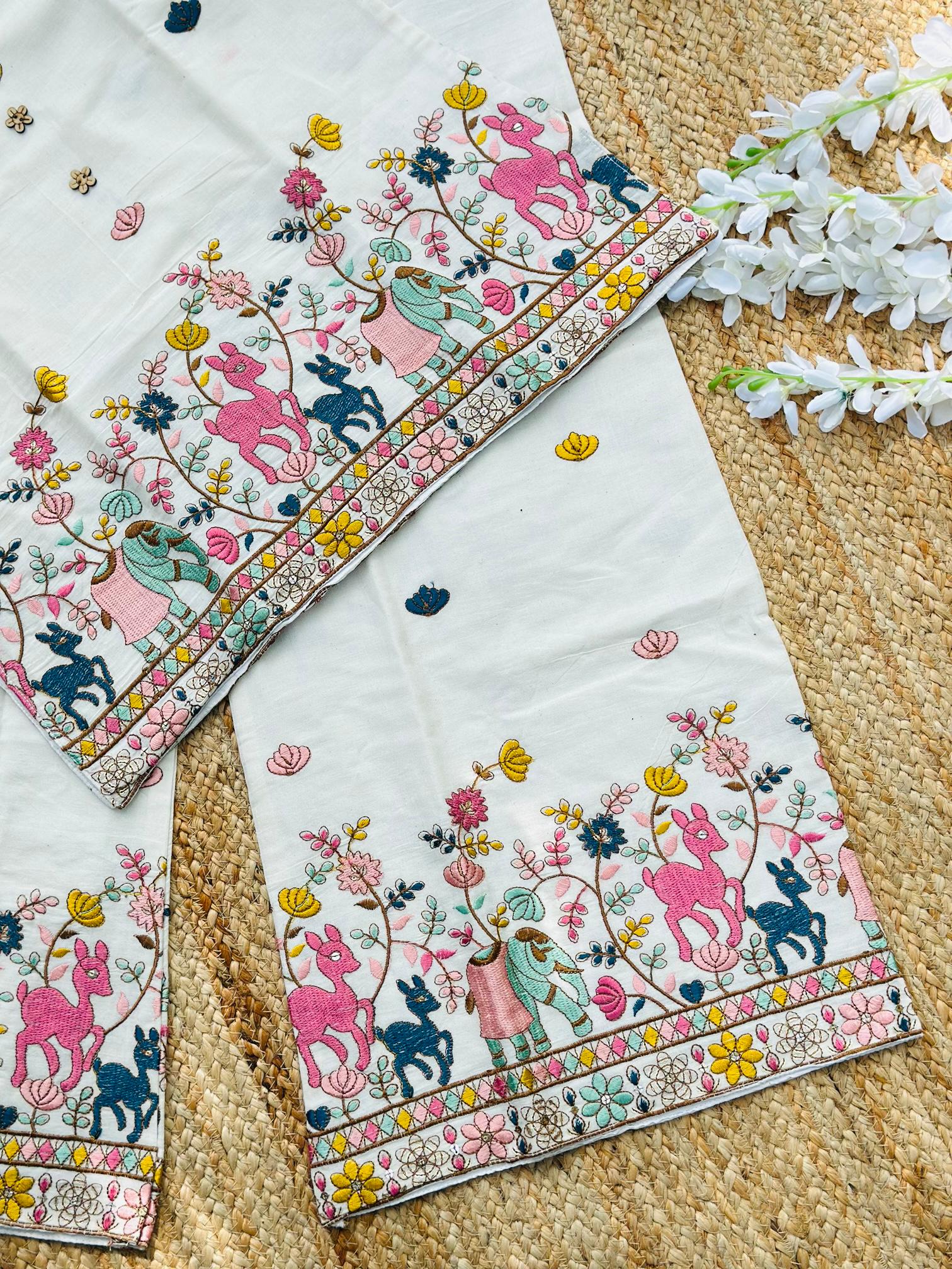 Epitome Embroidery Work On Pure Khadi Cotton Fabric Women Cord Set