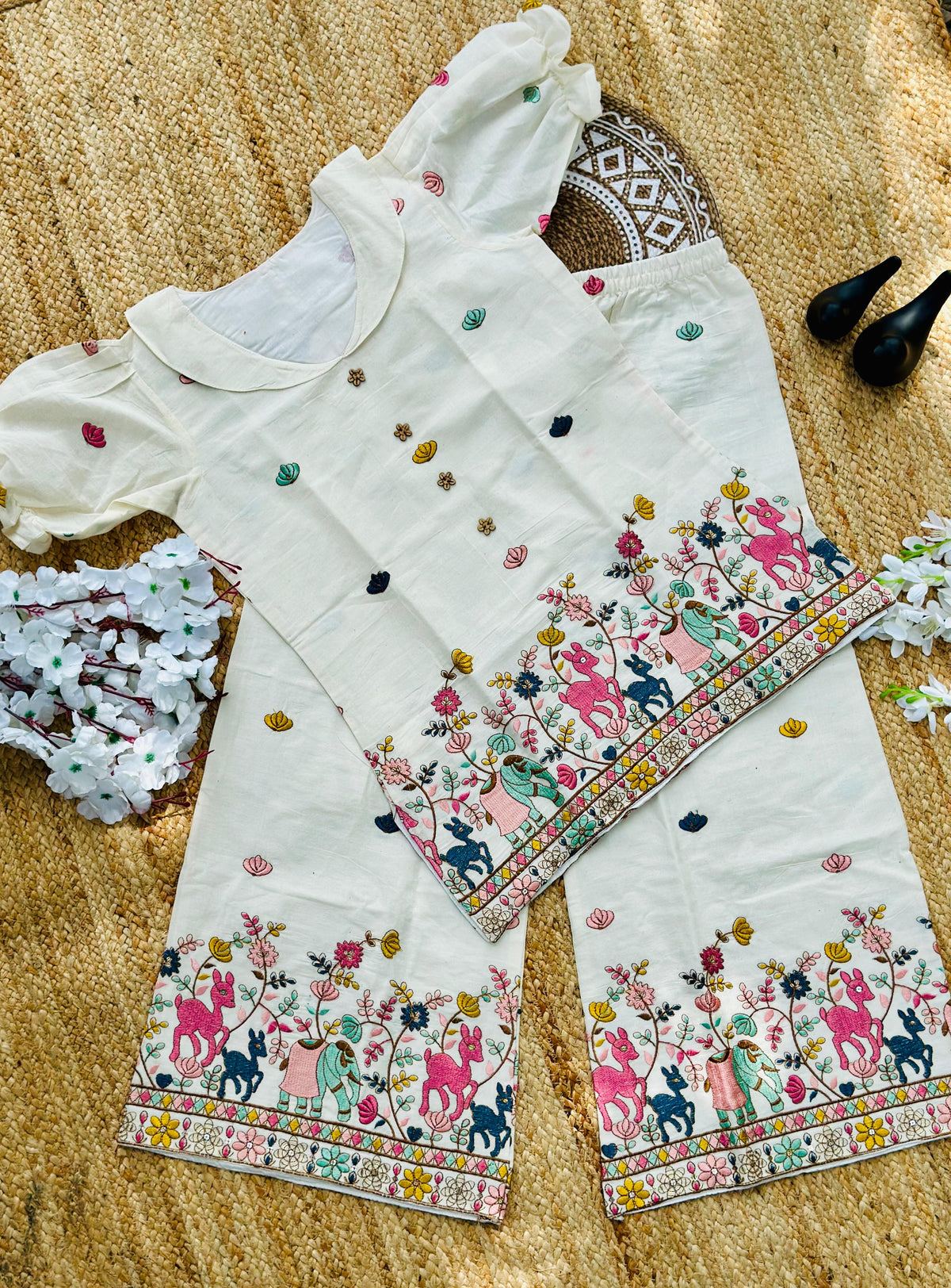 Epitome Embroidery Work On Pure Khadi Cotton Fabric Women Cord Set
