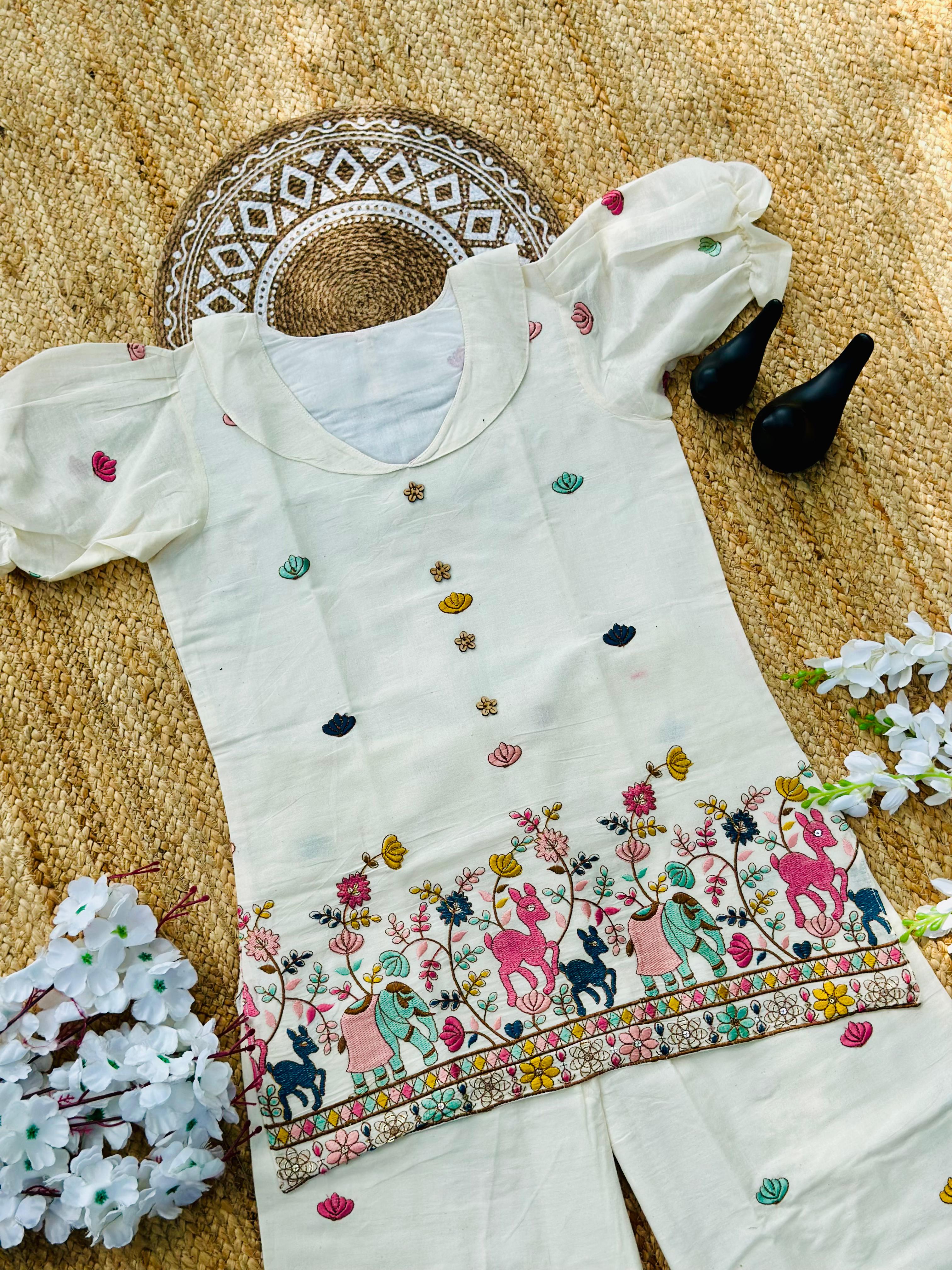 Epitome Embroidery Work On Pure Khadi Cotton Fabric Women Cord Set