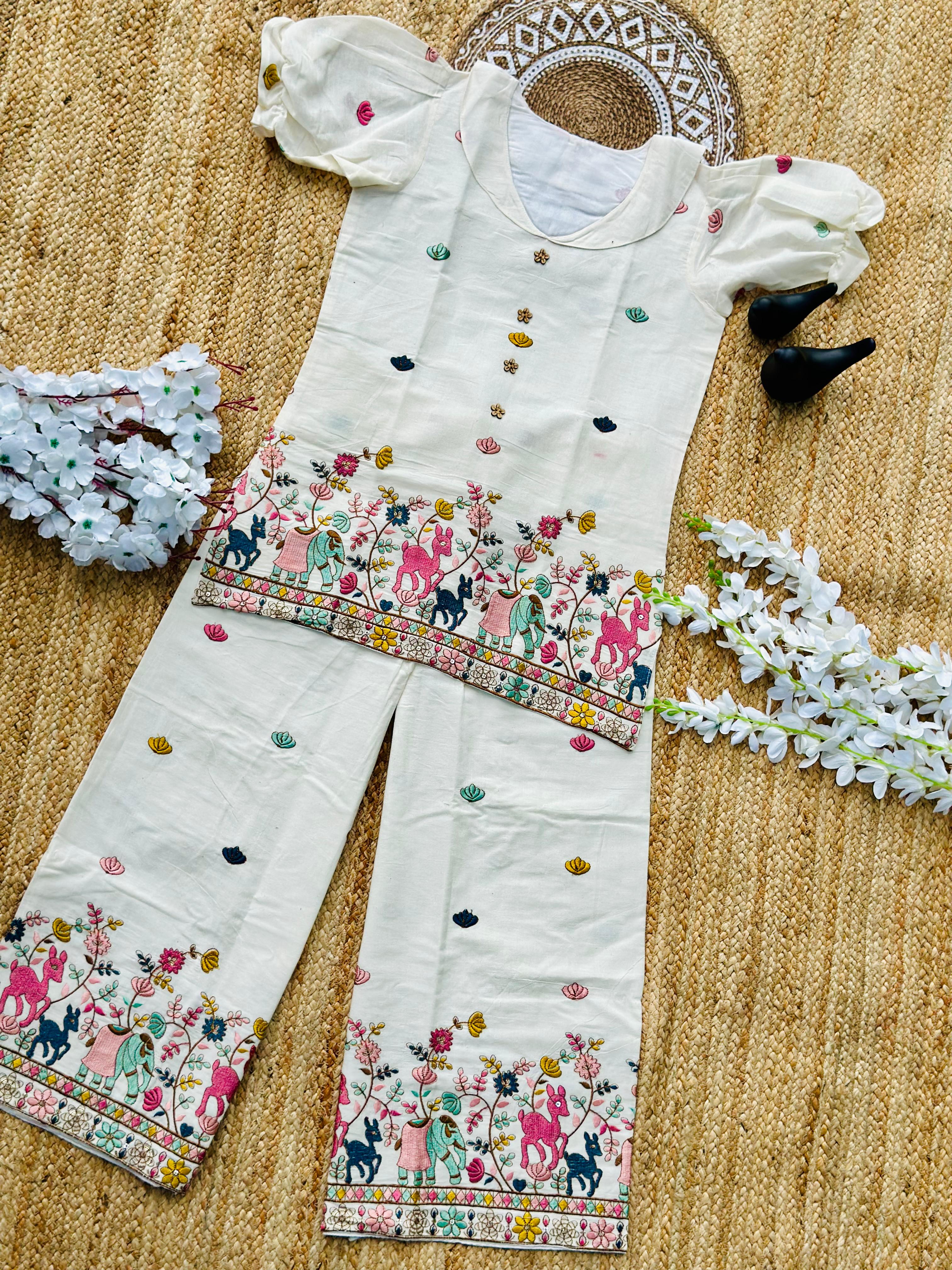 Epitome Embroidery Work On Pure Khadi Cotton Fabric Women Cord Set