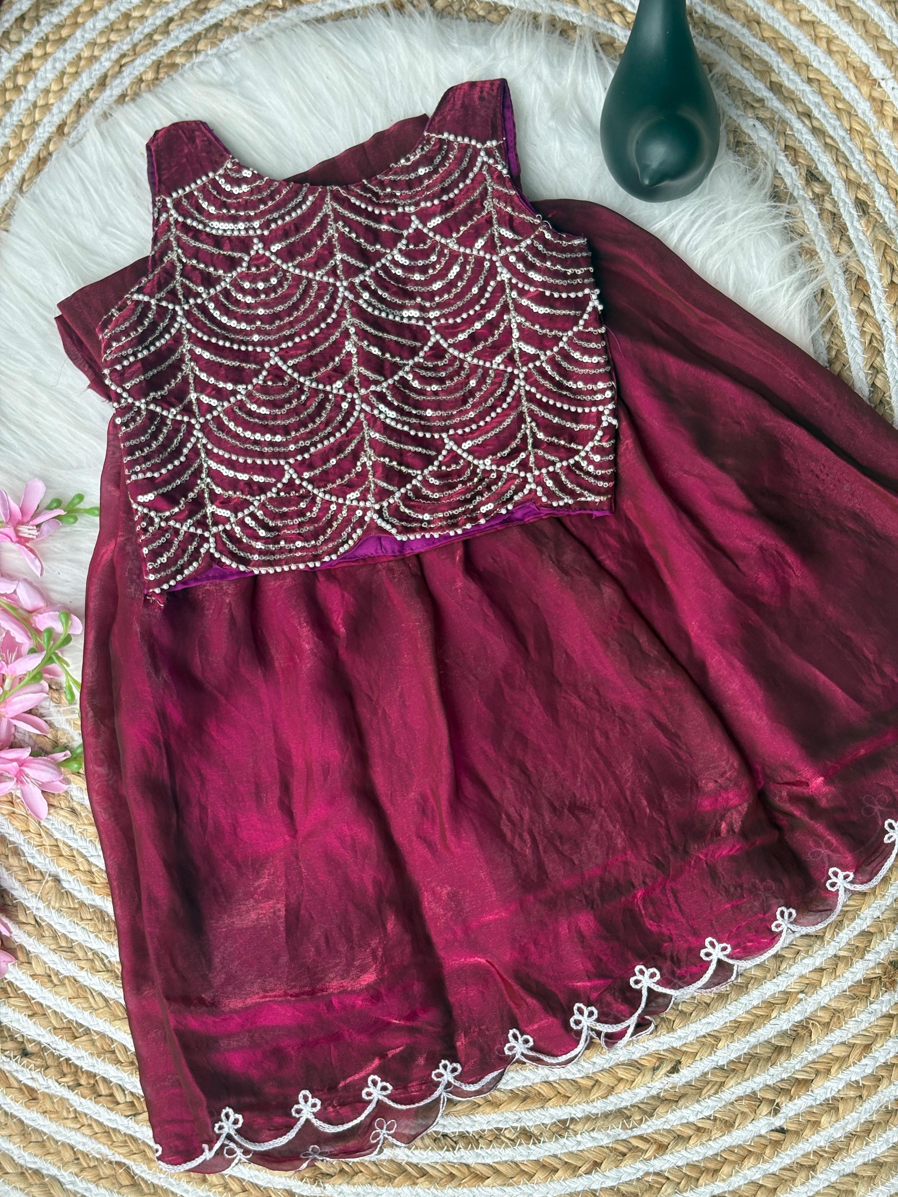 Designer Brits Work With Sequence Work Kids Lahenga Choli