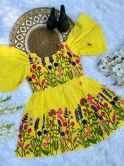 Comfort Chain Work on Pure Khadi Cotton Fabric Kids Frock