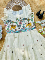 Trending Embroidery Work On Khadi Cotton Fabric maxi Frock