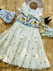 Trending Embroidery Work On Khadi Cotton Fabric maxi Frock