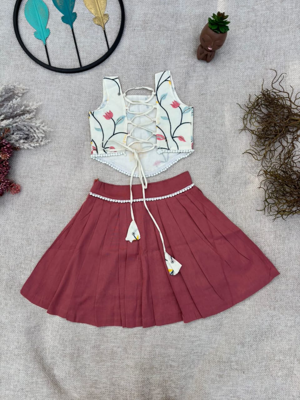 Exquisite Pure Khadi Cotton With Embroidery Work Lehenga With Top