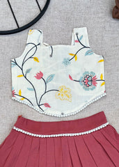 Exquisite Pure Khadi Cotton With Embroidery Work Lehenga With Top