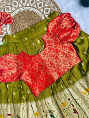 Trending Premium Brocade Fabric Kids Lahenga Choli