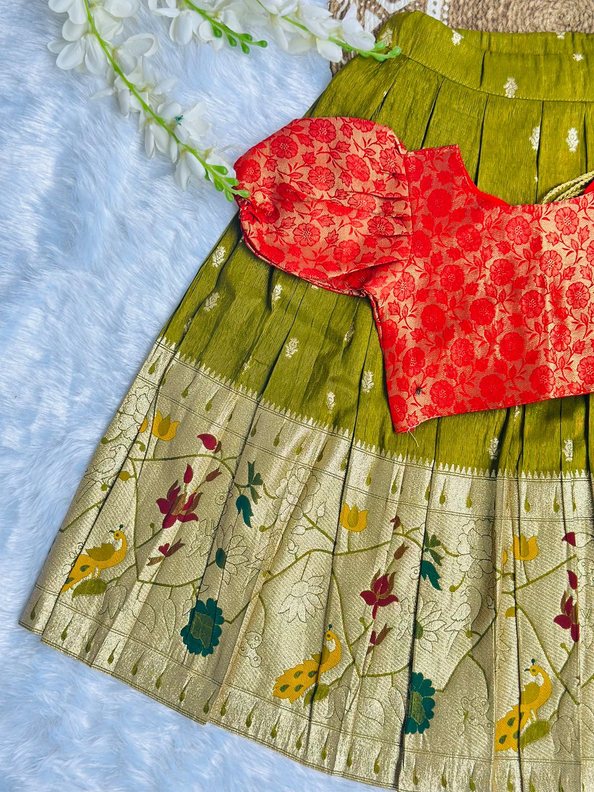 Trending Premium Brocade Fabric Kids Lahenga Choli