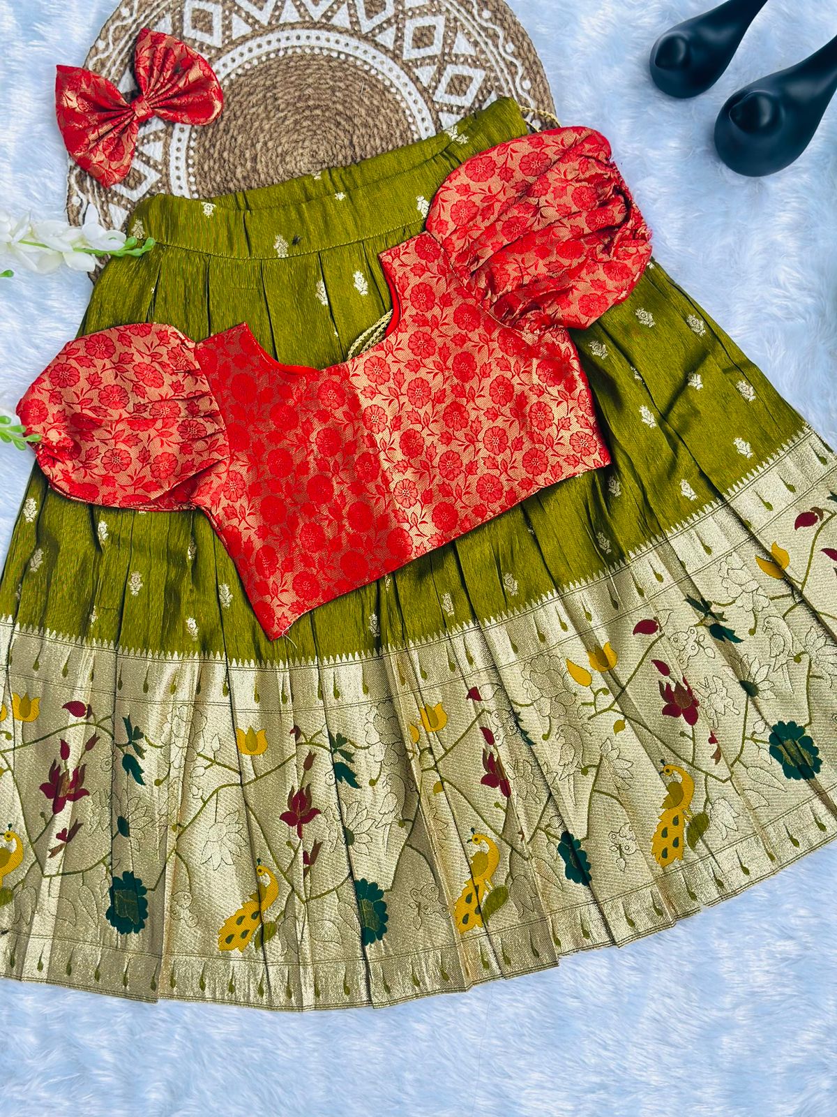 Trending Premium Brocade Fabric Kids Lahenga Choli