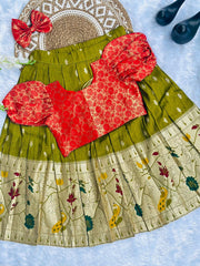 Trending Premium Brocade Fabric Kids Lahenga Choli