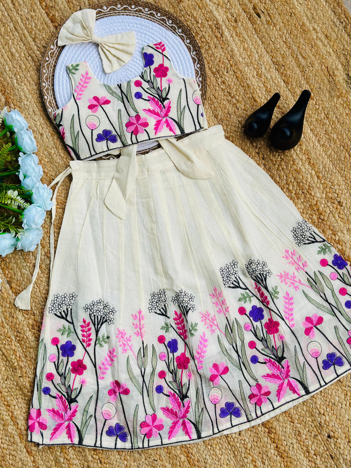Bloom in Style Floral Embroidery Kids Lahenga Choli