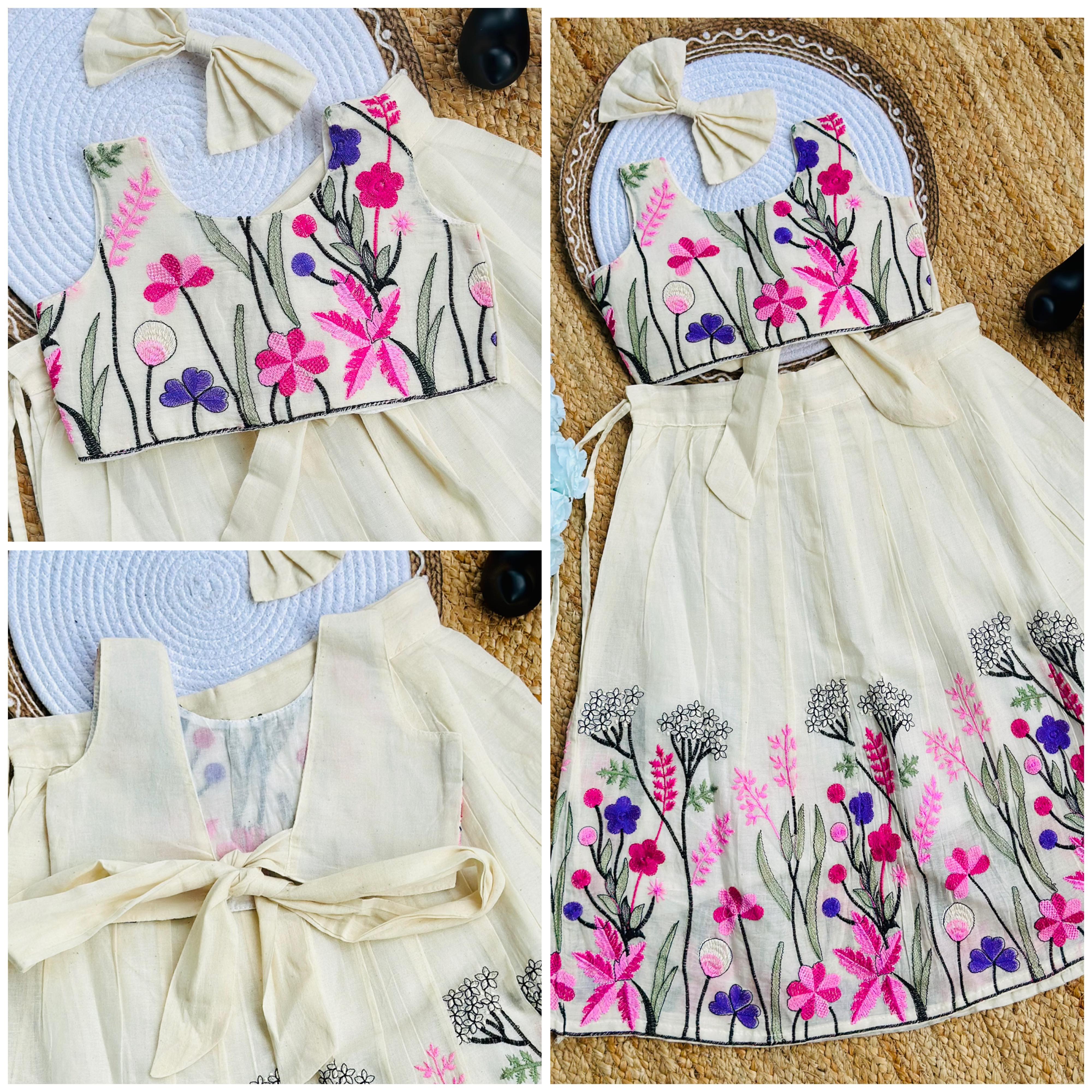 Bloom in Style Floral Embroidery Kids Lahenga Choli