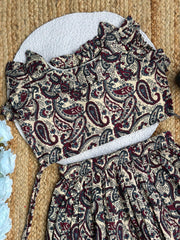 Paisley Cotton Kids Top & Skirt Set