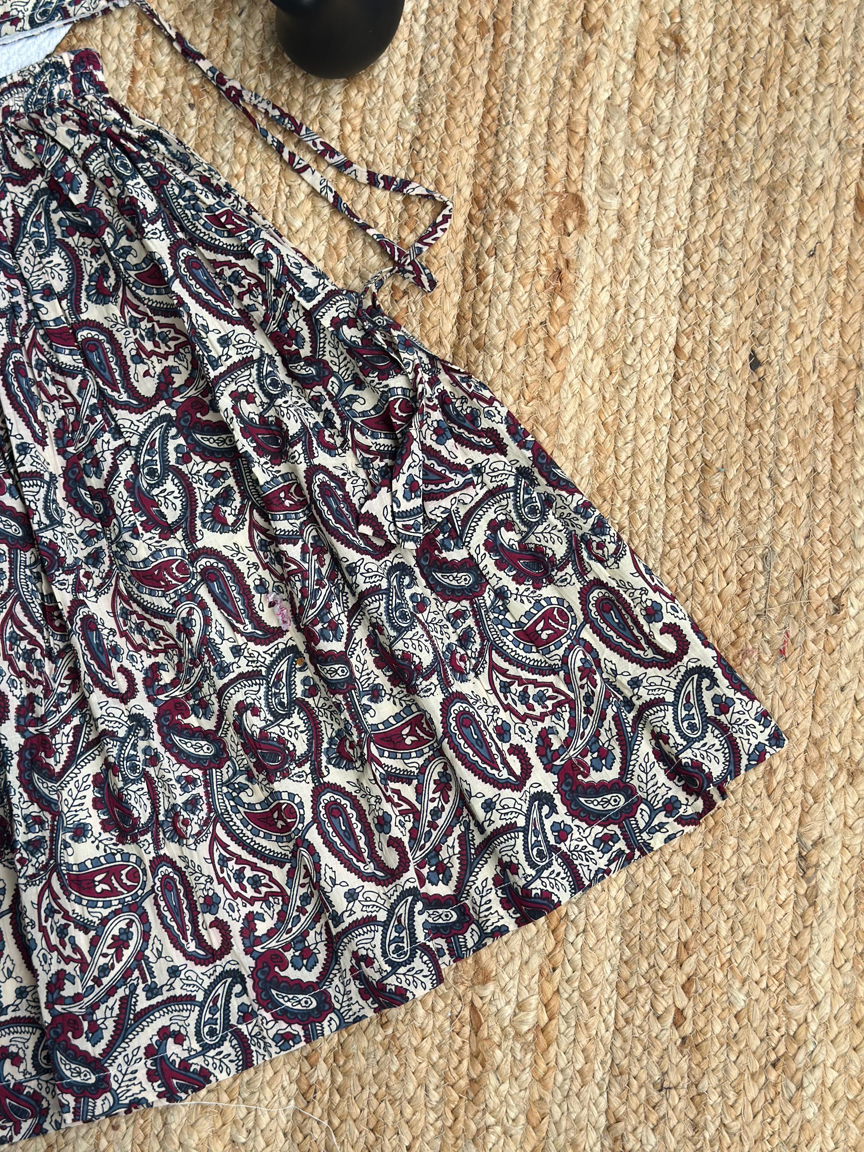 Paisley Cotton Kids Top & Skirt Set